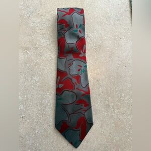 Rick Pallack Handmade Italian Gray and Red Men's Tie